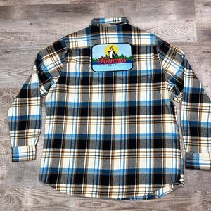 New Angry Minnow Flannel Hamm's Beer Shirt Mens Sz XL Plaid Cotton Flannel